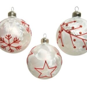 Festive Glass Bauble Ice Laquer 8cm Assorted