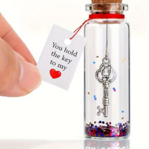 You Hold the Keys to My Heart" Key in Glass Bottle with Cork Lid