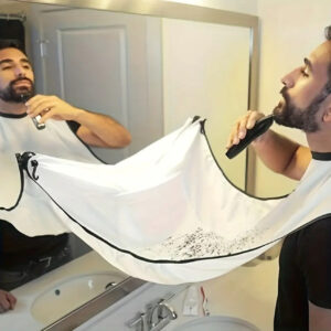 White Beard Bib Beard Catcher – Non-Stick Grooming Cape with 3 Suction Cups