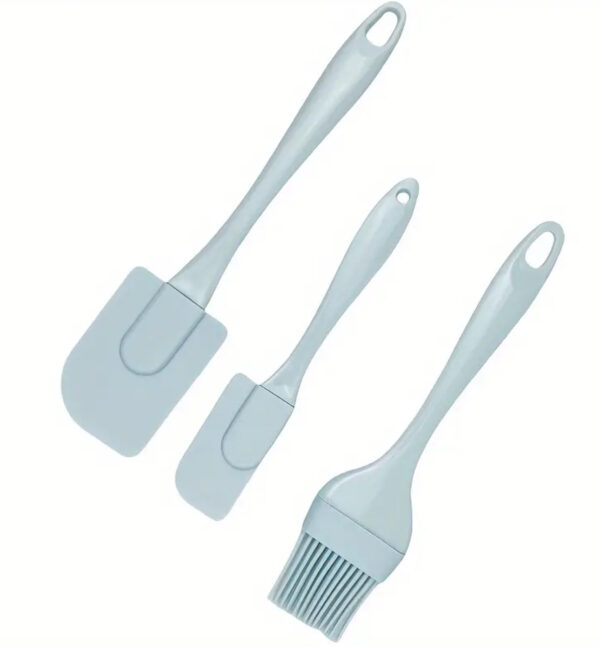 3-Piece Silicone Baking Set – Non-Stick Spatula, Turner, & Pastry Brush in Duck Egg Blue