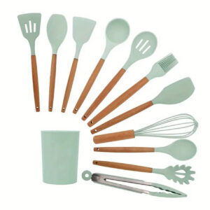 Green Heat Resistant Silicone Spatula Set, 12-Piece Set, Nonstick Rubber Spatula Kitchen Utensils With Stainless Steel Core For Cooking, Baking, And Mixing, Dishwasher Safe Bakeware, Green