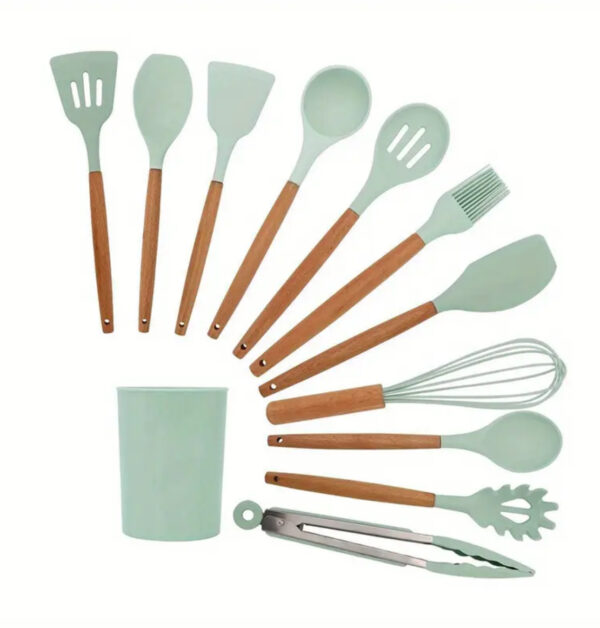 Green Heat Resistant Silicone Spatula Set, 12-Piece Set, Nonstick Rubber Spatula Kitchen Utensils With Stainless Steel Core For Cooking, Baking, And Mixing, Dishwasher Safe Bakeware, Green