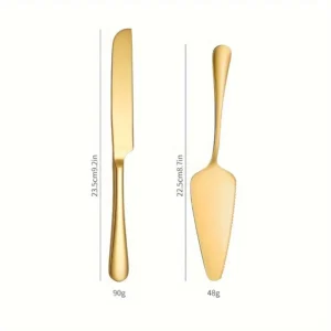 Gold Cake Knife and Spatula Set